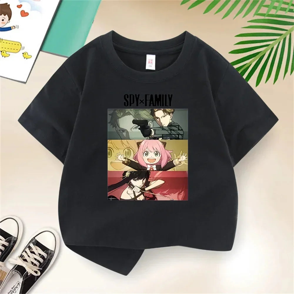 Kids Tshirt Girls Boys Summer Spy X Family Anya Tops Cartoon Printed Casual Short Sleeve Kids Baby T-shirt Children Clothes