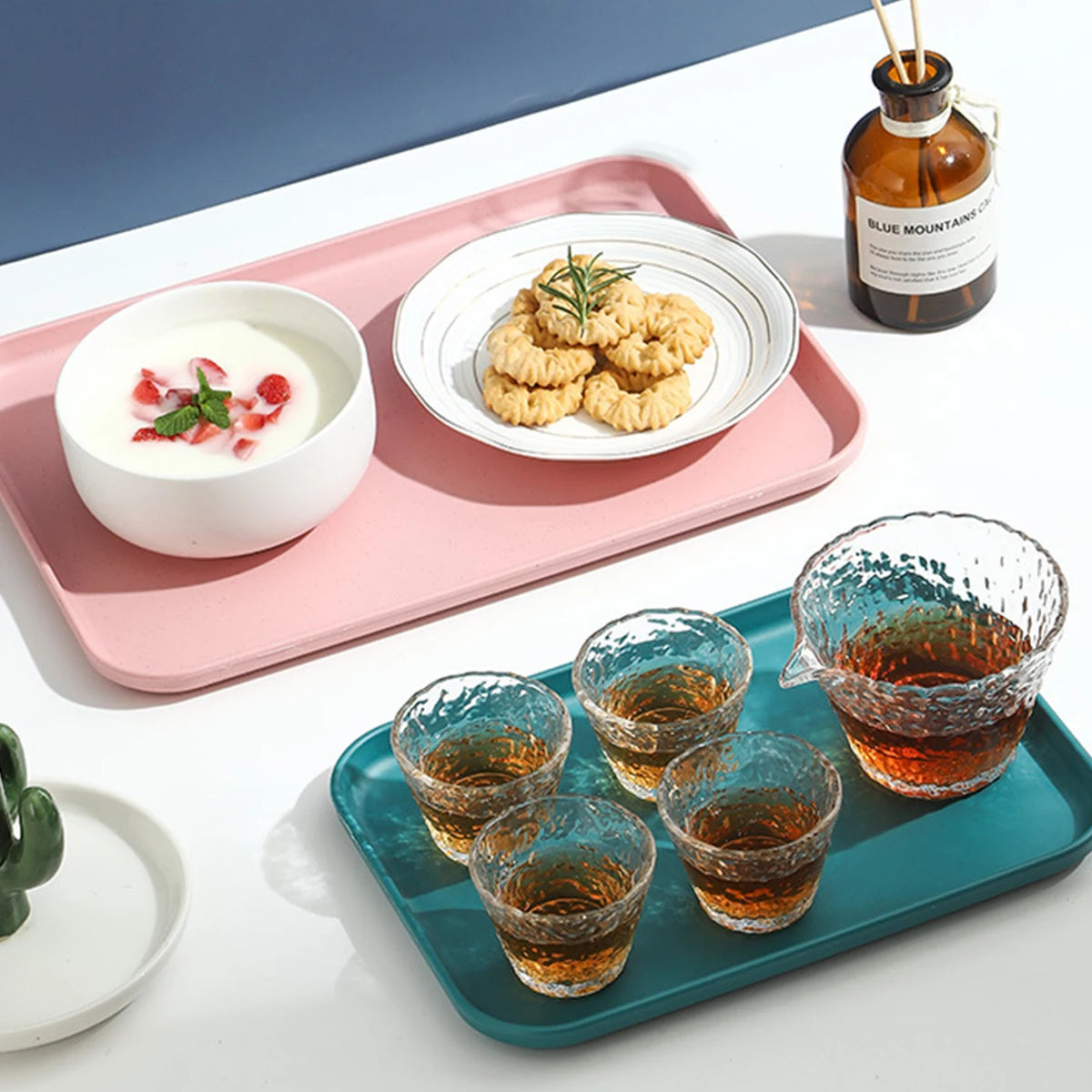 Rectangular Tray Plastic Restaurant Household Cup Tea Tray Catering Fast Food Barbecue Tray Kitchen Supplies