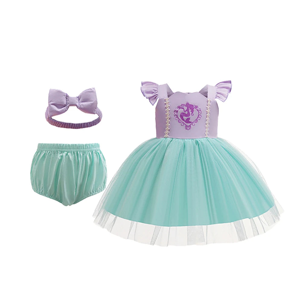 Boutique 3PCS Baby Girls Princess Dress Shorts Bow Headwear 1st 2nd Birthday Party Infant Clothing Set Halloween Alice Costume