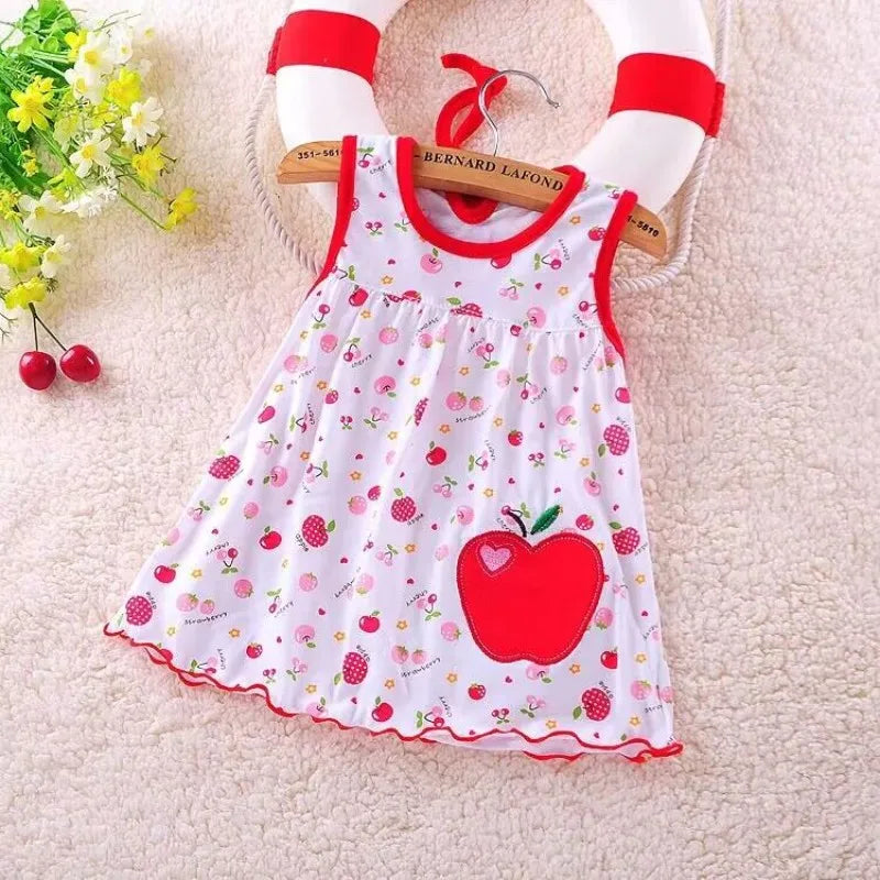 Baby Girl Dresses Girls Infant Cotton Sleeveless Dress Summer Baby Dress Printed +Embroidery