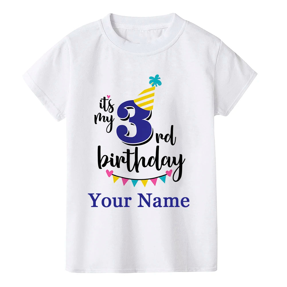 Boy Birthday Number Name Cartoon T Shirt Number 1 2 3 4 5 6 7 8 9 Graphic Kids Clothes Children Birthday T-shirts Funny Gift