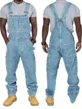 Mens Jeans 2024 Overalls Men Pockets Casual Loose Long Denim Pants Slim Splice Straight Rompers Autumn Plus Size Long Jeans Men