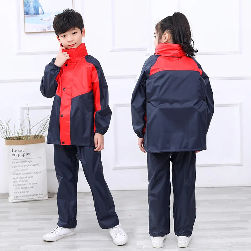 Children's Raincoat and Rain Pants Set, for Primary and Secondary School Students, Separately Designed for Boys and Girls, Full Body Waterproof Jacket