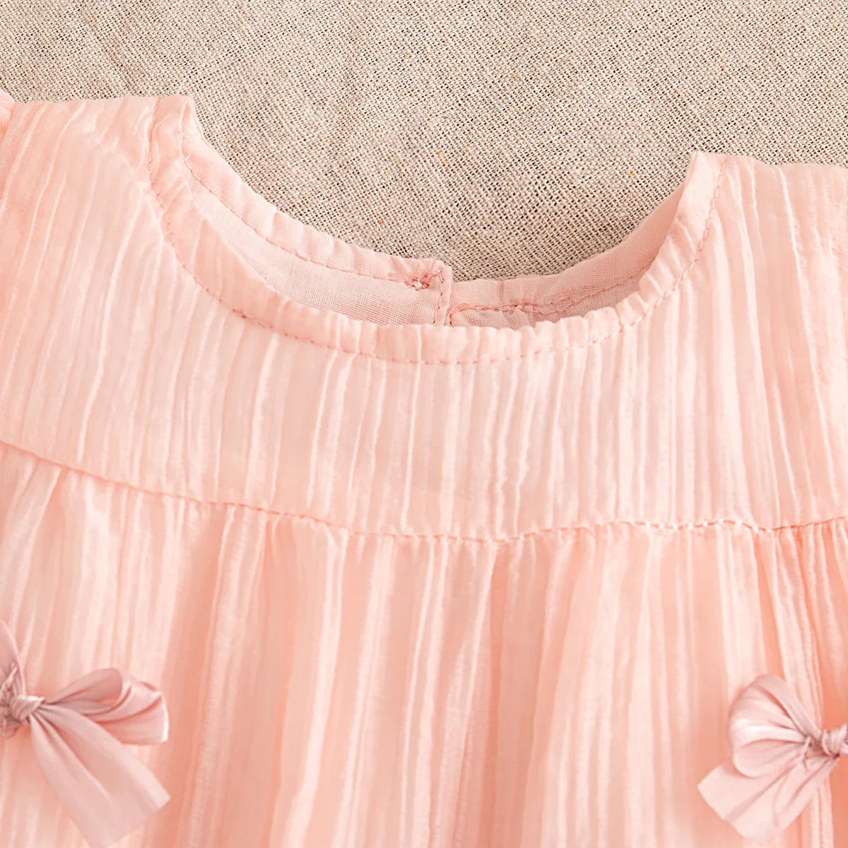 Birthday Dress Baby Girl Summer Solid Color Bow Flying Sleeve Gauze Dress Toddler Girl Pink Princess Dress
