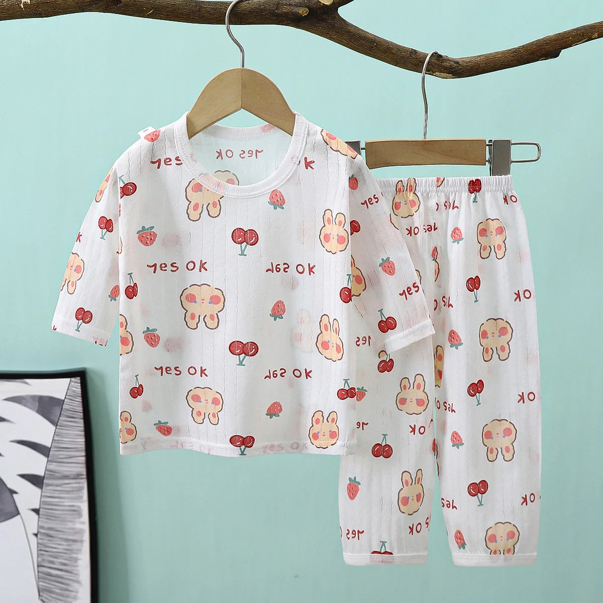 2PCS/Set Summer Children Clothes Girls Boys Cartoon Cute Casual Short Sleeve Cotton Baby Tops+Pants