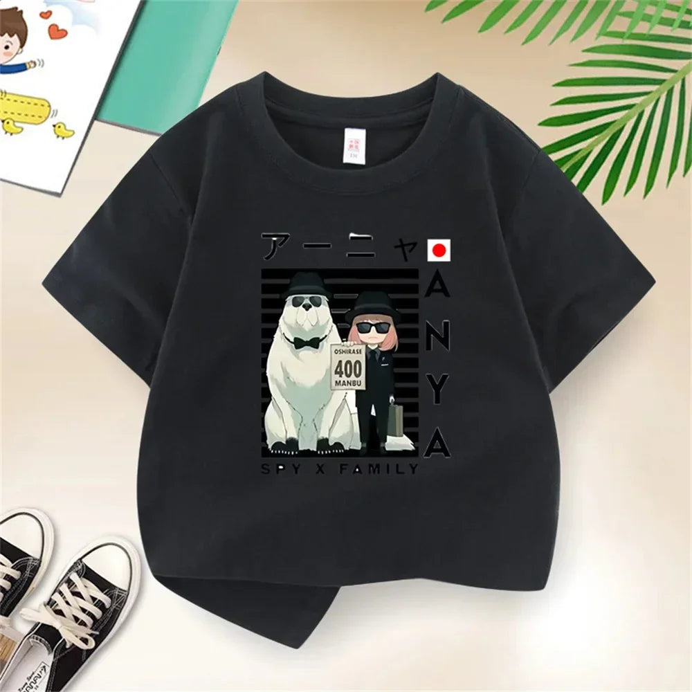 Kids Tshirt Girls Boys Summer Spy X Family Anya Tops Cartoon Printed Casual Short Sleeve Kids Baby T-shirt Children Clothes