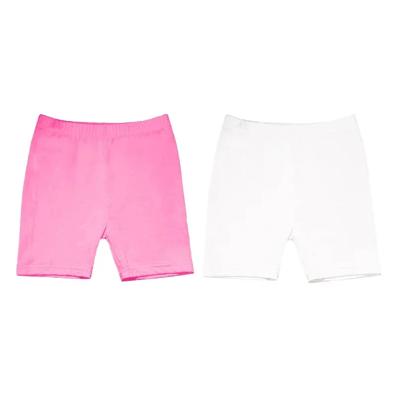 2Pcs Summer Candy Color Underpants Girls Safety Shorts Cotton Leggings Girls' Beach Shorts Are Suitable For Children Ages 2-13