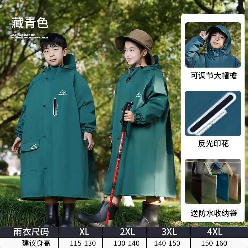 2025 New Children Waterproof Raincoat For Outdoor Camping Tour Long With Schoolbag Poncho For Primary Secondary School Students
