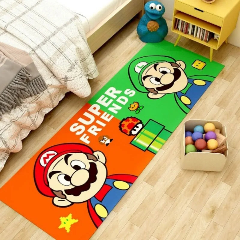MINISO Mario Super Cartoon Long Carpet for Living Room Cartoon Children's Bedroom Sofa Doormat Anti-slip Balcony Room Floor Mat