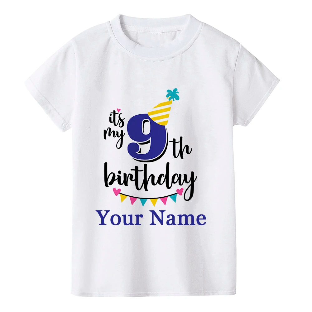 Boy Birthday Number Name Cartoon T Shirt Number 1 2 3 4 5 6 7 8 9 Graphic Kids Clothes Children Birthday T-shirts Funny Gift