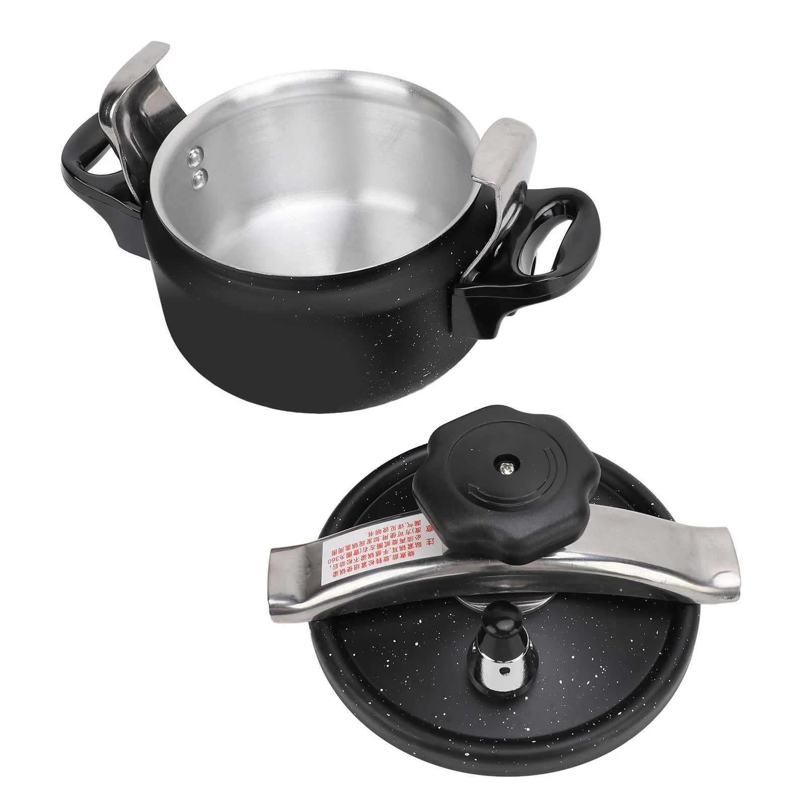 1.5/2/3L Black Pressure Canner, Aluminum Alloy Pressure Cooker, Explosion Proof, Compound Bottom, Multi-Stove Compatible