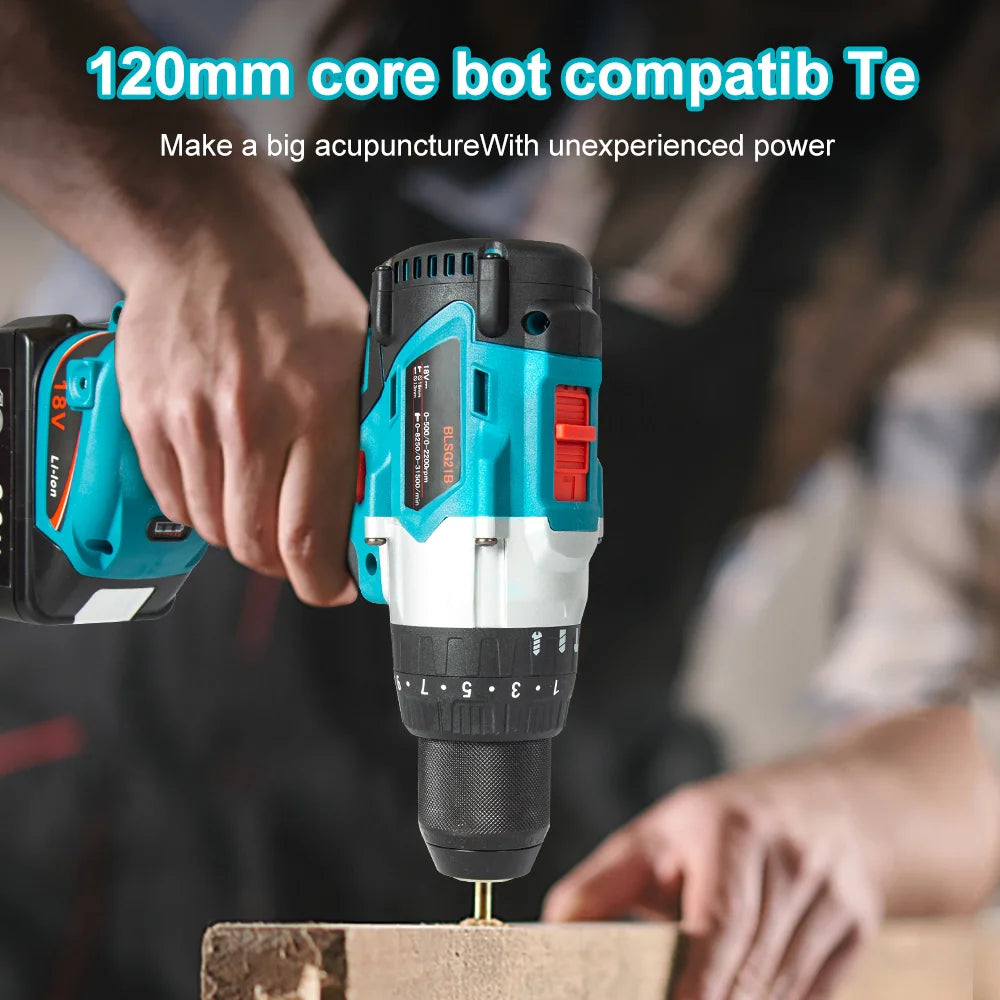 Abeden BLSG21B 18V 1800rpm Cordless Woodworking Drill Lithium-ion Battery for 2 Speed ​​Hand Driver Wrench Power Tool