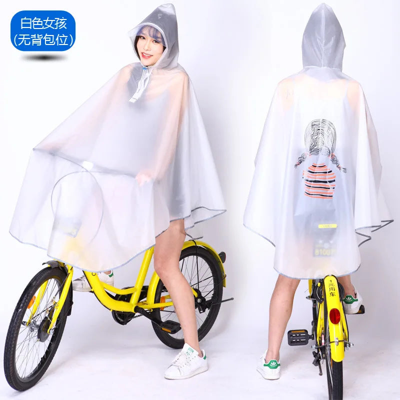 EVA Raincoat For Bicycle Cycling Poncho Bagpack Design Adult Rainwear Transparent Reflective Strip Wind-resistant Raincoat