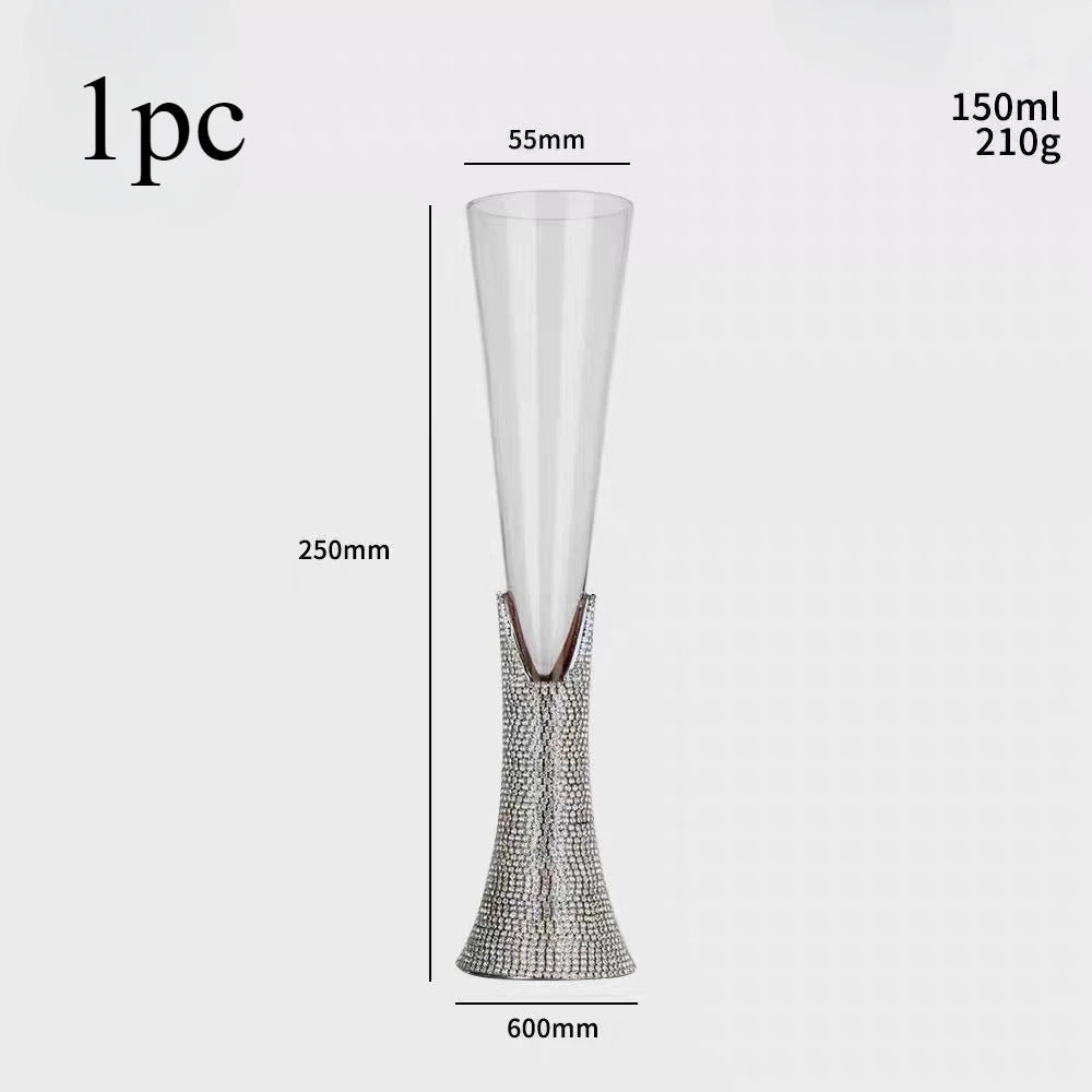 Diamond Women's Champagne mug Set with Diamond Crystal Glass High Leg Wine Cup Drink Cup Gift Wine Glass Beautiful Cups 150ml