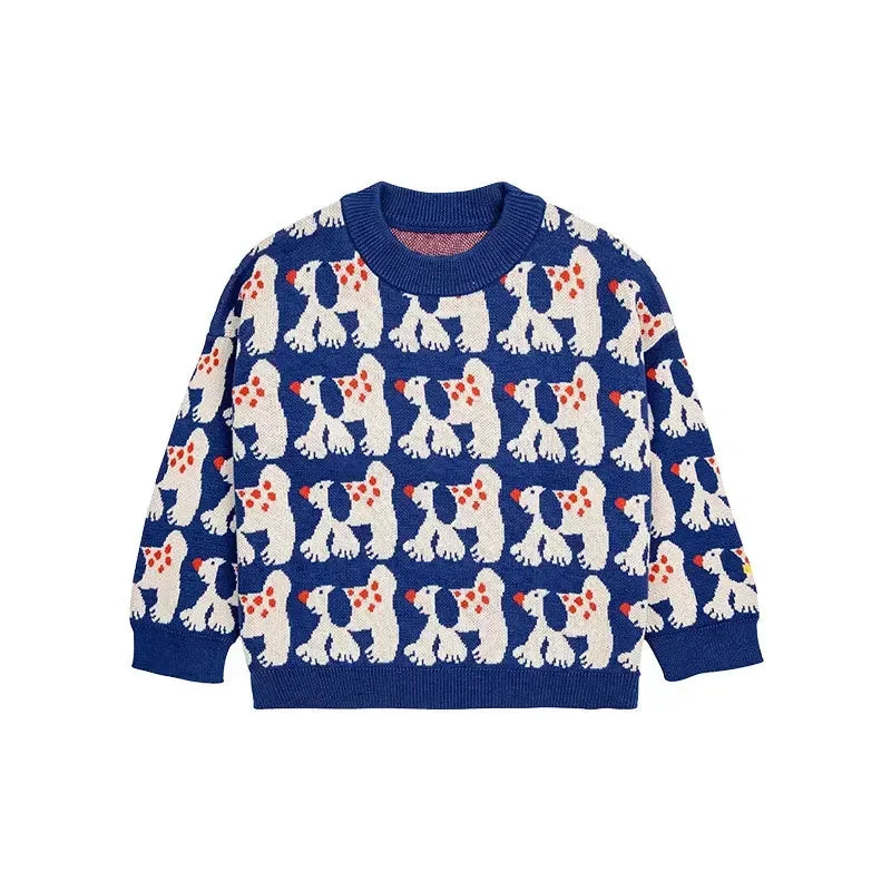2025 Children's Autumn/Winter INS Style Girls' Cartoon Color Blocked Pullover Vest Cardigan Boys' Single Breasted Knint Sweater