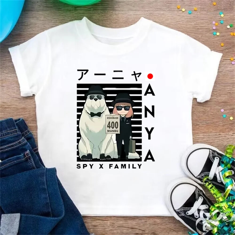 Kids Tshirt Girls Boys Summer Spy X Family Anya Tops Cartoon Printed Casual Short Sleeve Kids Baby T-shirt Children Clothes