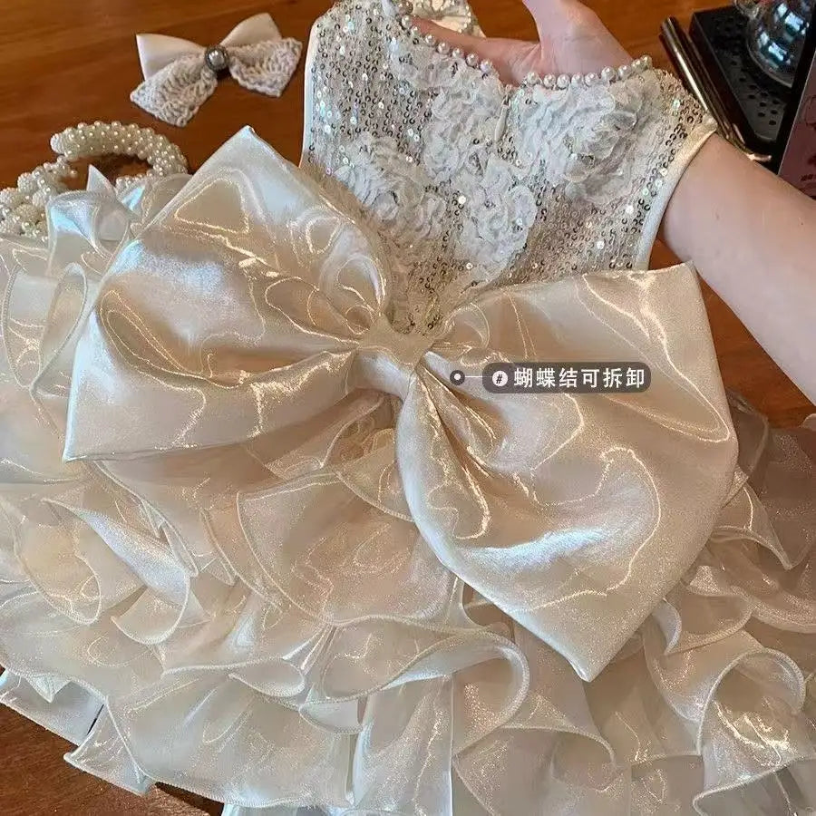 Kids Girls' Summer Dress Princess Dress 2025 New Style Children's Western-style Vest Dress Baby One Year Old Dress 80-140CM