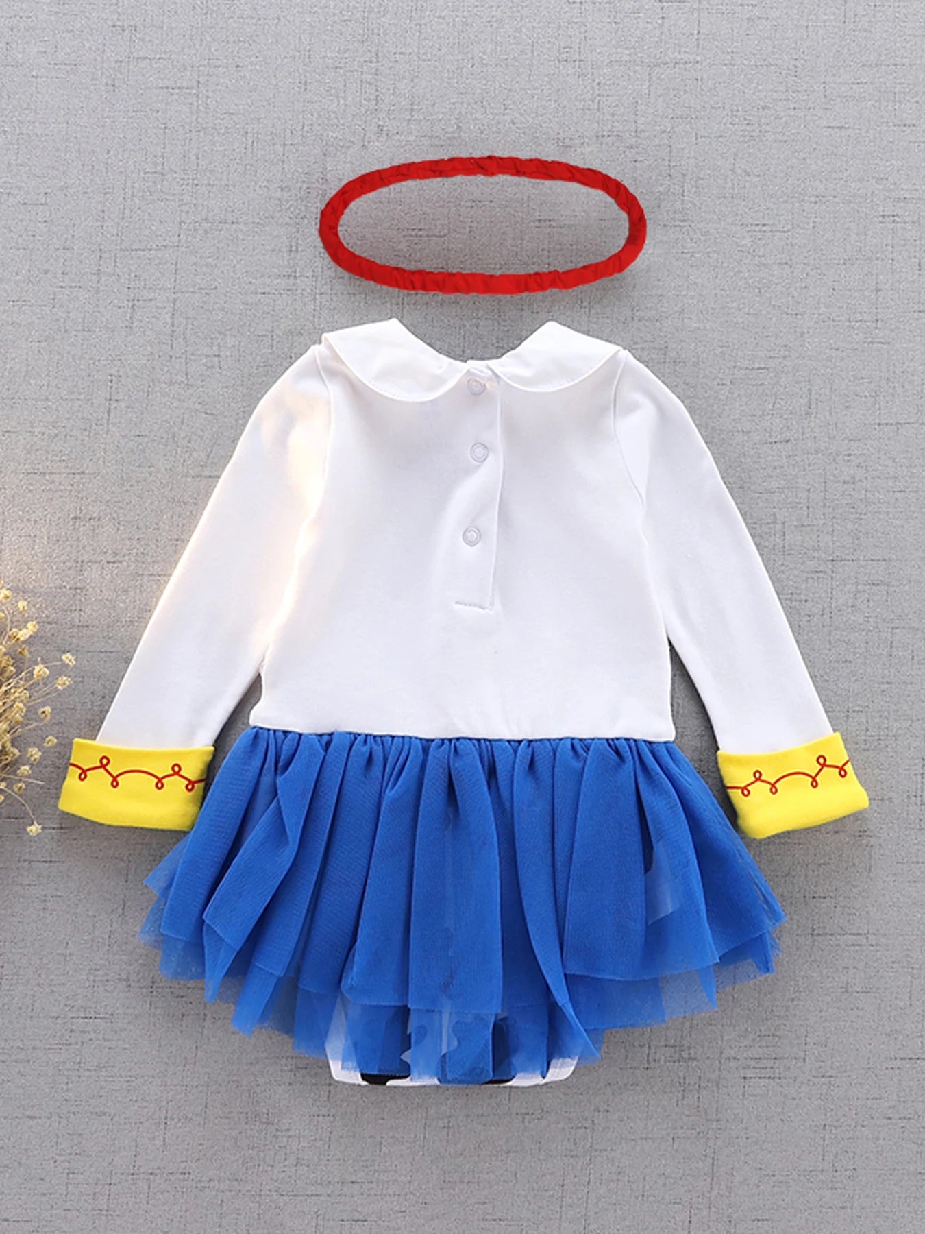 Princess Jessie Infant Baby Girls Princess Dress Onesie Bodysuit Romper Halloween Birthday Costume with Headband Size 0-18 Mont