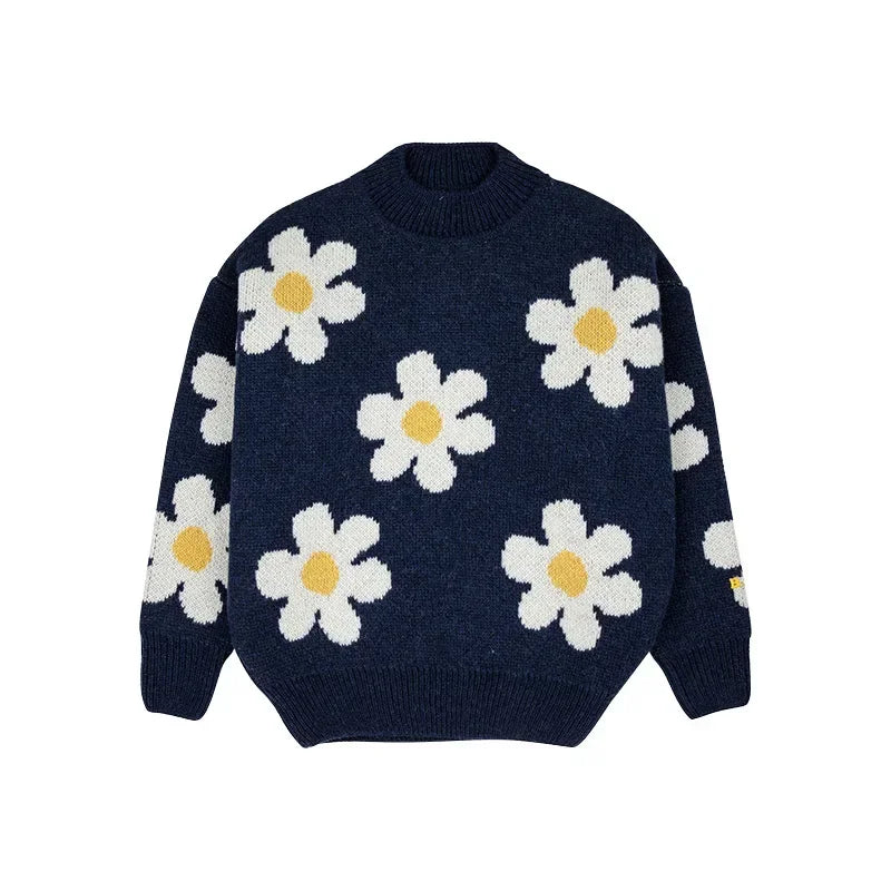 2025 Children's Autumn/Winter INS Style Girls' Cartoon Color Blocked Pullover Vest Cardigan Boys' Single Breasted Knint Sweater