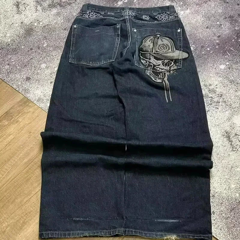 Y2K Fashion Trend Washing Heavy Industry Multi-pocket Baggy Jeans Men Gothic New Hip Hop Oversized Wide-leg Pants Mopping Jeans