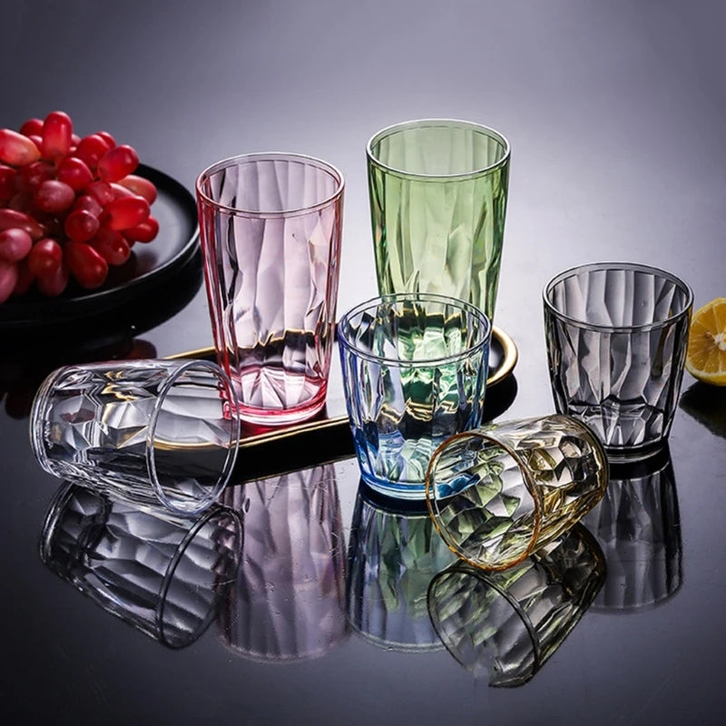 Y1UD Shatterproof Acrylic Water Tumblers 490ml Unbreakable Drinking Glasses Reusable Beer Champagne Cup Dishwasher Safe