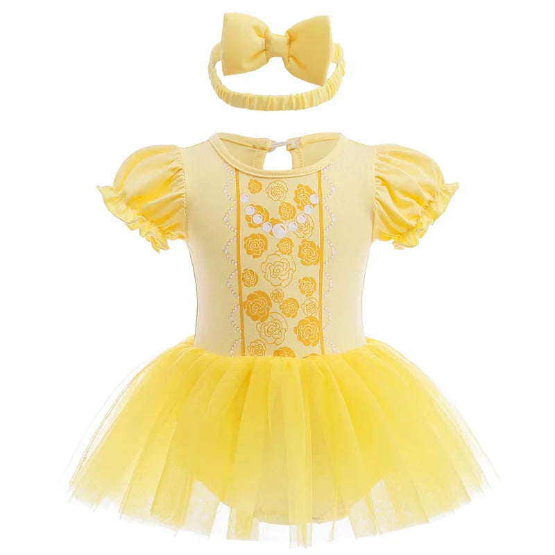 Baby Romper TUTU Dress With Headband Infant Baby Princess Girl Clothes Size 3-18M Cute Design Baby Dress Party Costumes