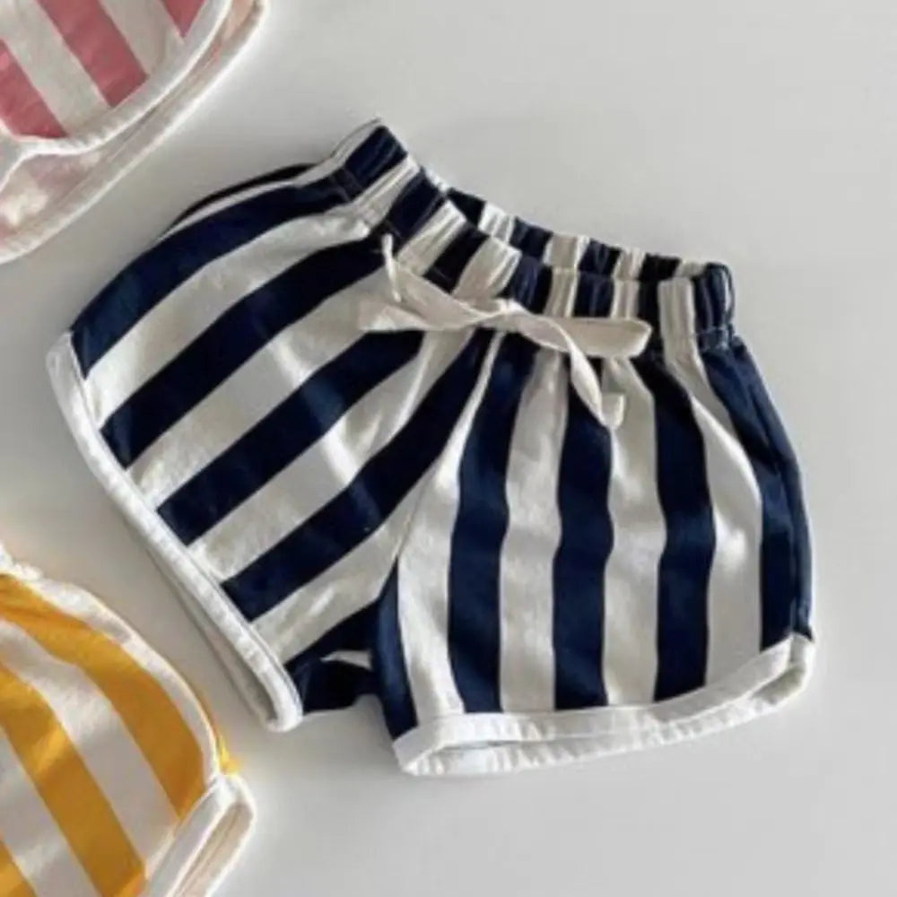 2025 Summer New Baby Cotton Shorts Candy Color Infant Boy Girl Striped Beach Shorts Toddler Casual Versatile Holiday Clothes