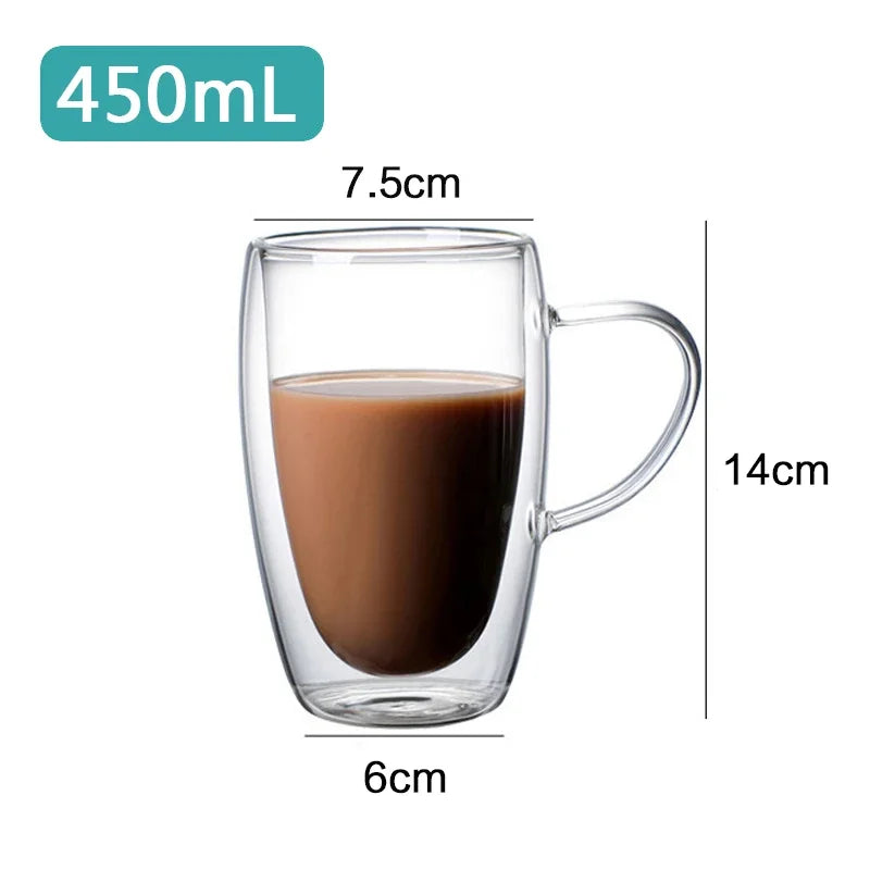 Transparent Glass Coffee Cup Milk Whiskey Tea Beer Double Creative Heat Resistant Cocktail Vodka Wine Mug Tumbler Drinkware Gift