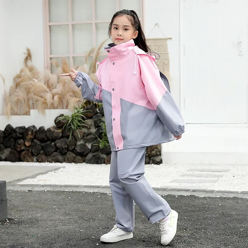 Children's Raincoat Suit, Ages 6-16 Years, Boy Girl Kids Rain Wear, Kids Rain Coat Jacket, Waterproof Poncho, Outdoor Hiking Rain Gear