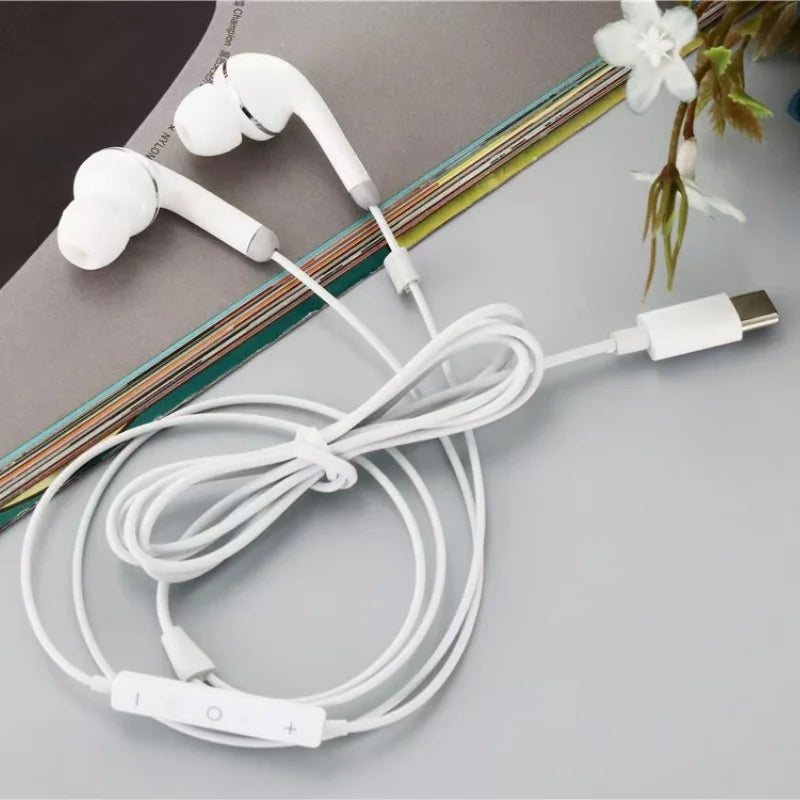Type C  Headset Stereo Music Earbud Wired Headphones With Mic For Samsung Galaxy S23 S22 S21 Ultra S20 Note 10 for huawei phone