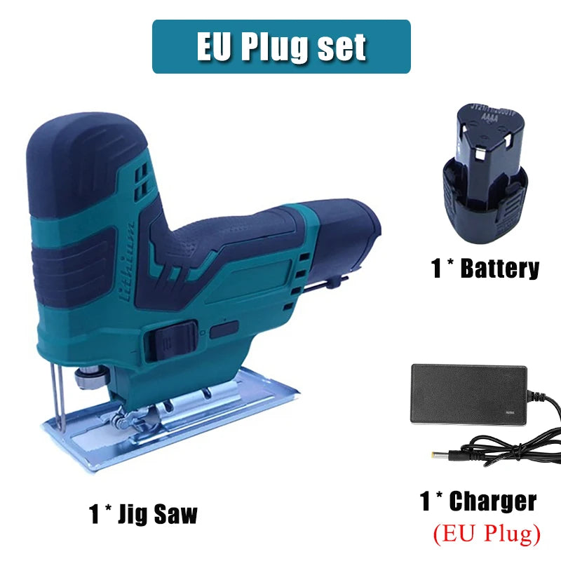 Cordless Jig Saw 80mm Portable Electric Jigsaw Rechargeable Mini Logging Saw Wood Cutting Power Tool for Makita 12V Battery