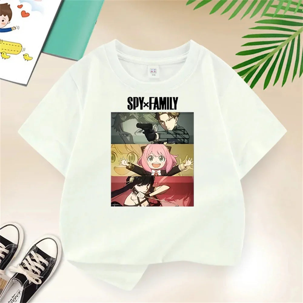 Kids Tshirt Girls Boys Summer Spy X Family Anya Tops Cartoon Printed Casual Short Sleeve Kids Baby T-shirt Children Clothes
