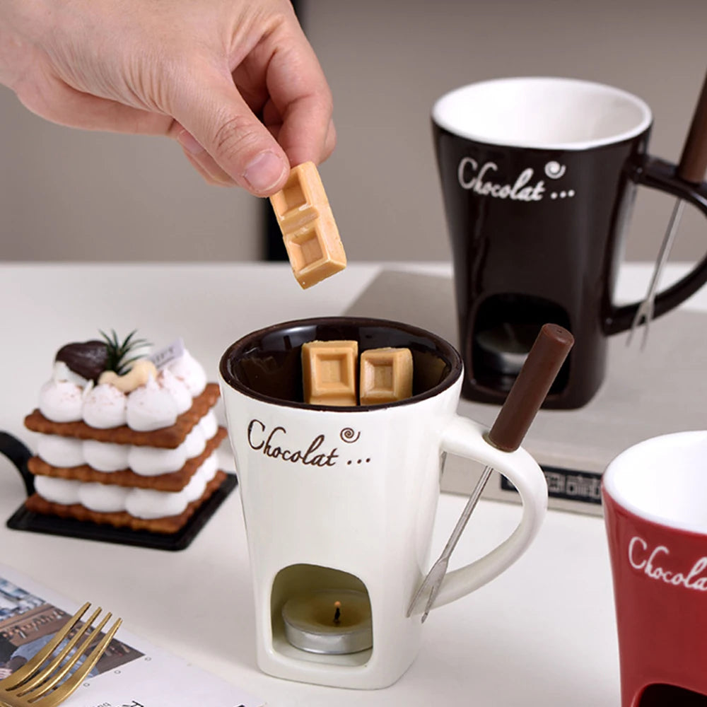 130ML Fondue Mug Chocolate Melting Cup Coffee Cup Butter Melt Pot for Dessert Home Anniversary Birthday Cooking Appliances