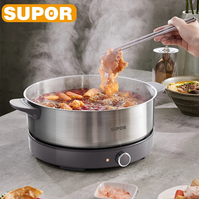 SUPOR 220V Multi Cookers Split Electric Pot 1-7 People Household Stainless Steel Hot Pot Rice Cooker Cooking Appliances H60YK784