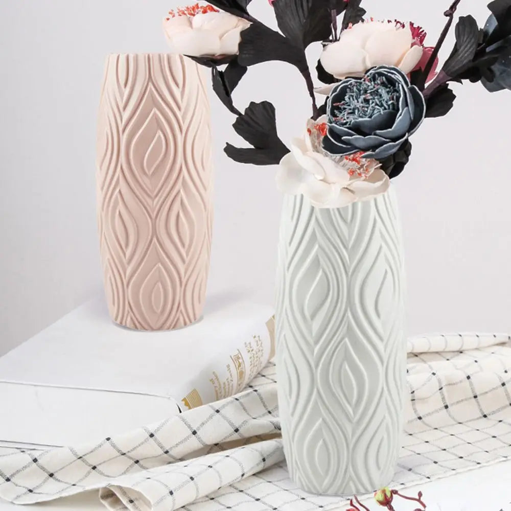 Nordic Style Plastic Imitation Glaze Vase Modern High Quality Shatterproof Flower Vases Flower Arrangement Plant Pot Basket