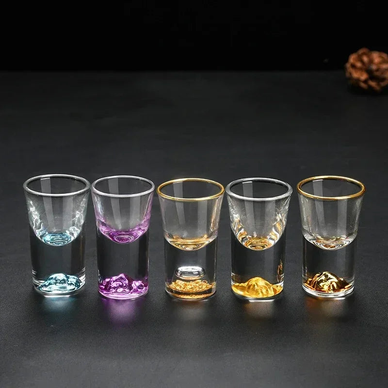 6Pcs Crystal Vodka Shot Glass 0.5oz Mini Size Gold Leaf Wine Glasses Spirits Japanese Sake Korean Soju Brandy Shot Cup