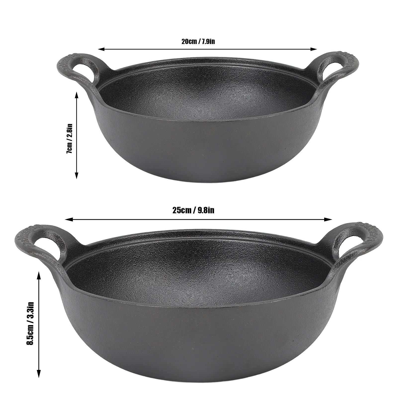 Cast Iron Wok Wooden Lid Flat Base 2 Loop Handle Even Heat Multifunctional Stir Fry Pan for Kitchen