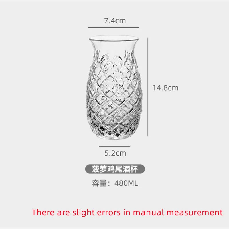 Pineapple Shaped Cocktail Glass Creative Bar Transparent Juice Cup Elegant Special Drink Glass for Restaurant Party Bar Supplies