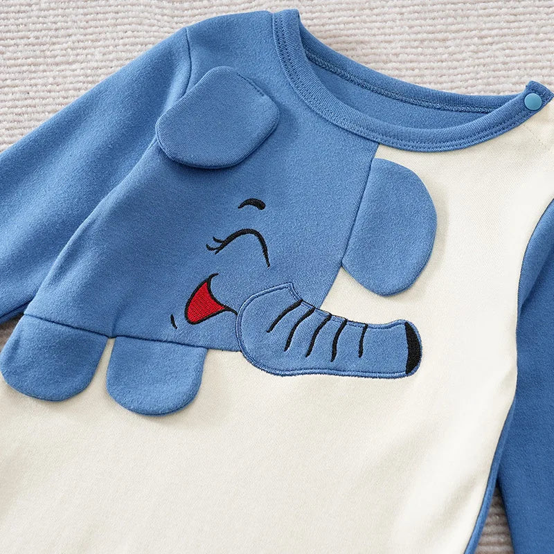 Elephant Print Clothes, Spring and Autumn Baby Boys' and Girls' Clothing, Cartoon, 0-18 Months, Newborn Baby, Long Sleeve Print.