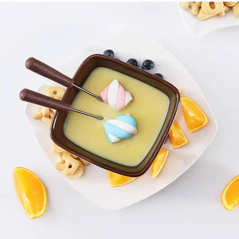 Creative Ceramic Fondue Pot for Chocolate, Cheese, and Ice Cream - Perfect for Melting and Keeping Warm