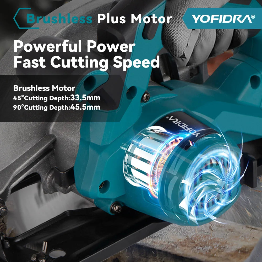 YOFIDRA 10800RPM 5/7 Inch Electric Circular Saw Handheld Multifunction Rechargeable Cutting Machine For Makita Battery Pin