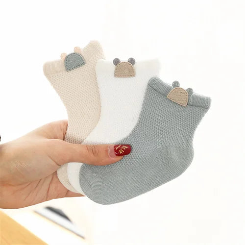 3Pairs/set Baby Girls Boys Socks Newborn Summer Mesh Thin Infant Socks for Girls Cotton Solid Casual Toddler Sock Age for 0-5Y