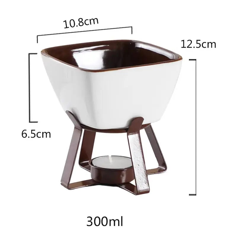 Creative Ceramic Fondue Pot for Chocolate, Cheese, and Ice Cream - Perfect for Melting and Keeping Warm