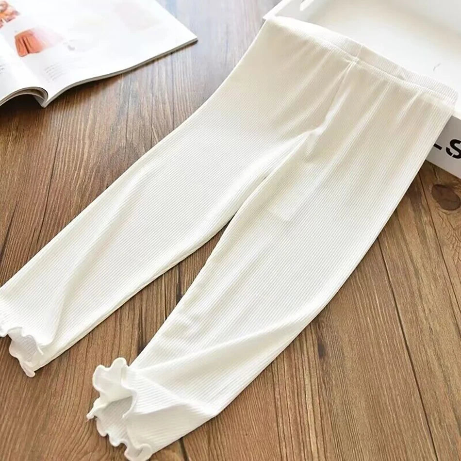 Girls Lightweight Summer Long Pants for Comfort and Stylish Casual Capris Clothes Children Candy Color Casual Korean Leggings