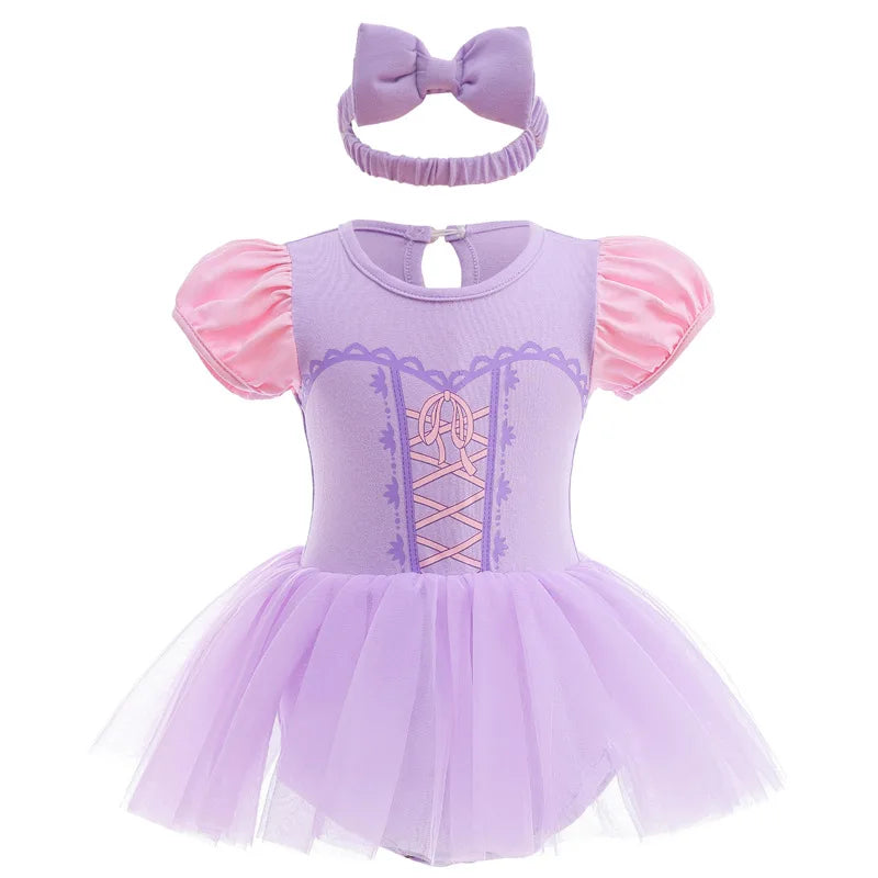Baby Romper TUTU Dress With Headband Infant Baby Princess Girl Clothes Size 3-18M Cute Design Baby Dress Party Costumes