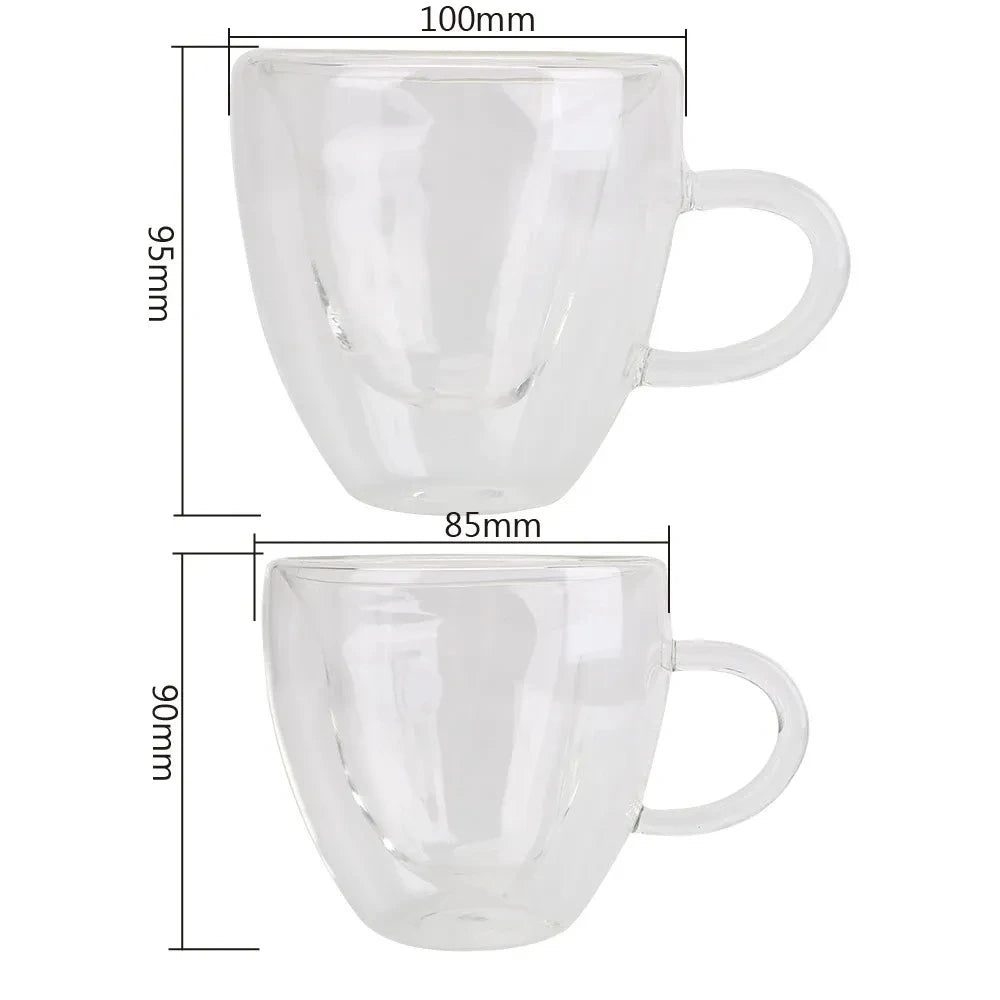4/2PCS 240/180ML Heart Love Shaped Glass Mug Lovers Cups Double Wall Glass Cup Wine Glasses Tea Mugs Milk Espresso Coffee C
