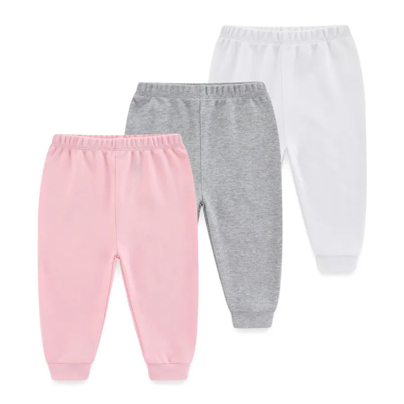 Kiddiezoom Unisex 3 PCS Baby Boy Girl Pants Sets Soft Cotton Infants Bottoms 0-24M Newborn Leggings