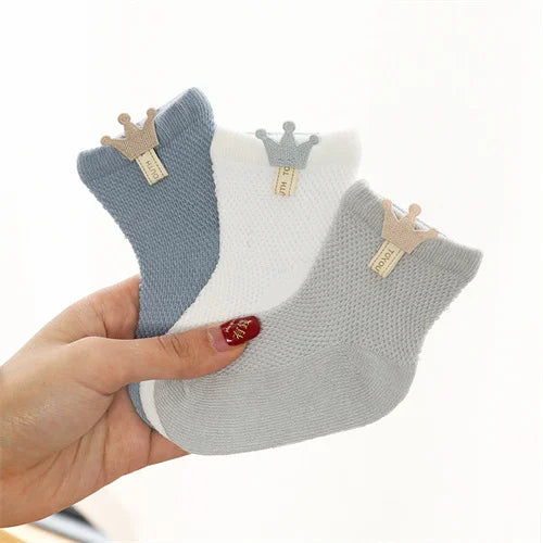 3Pairs/set Baby Girls Boys Socks Newborn Summer Mesh Thin Infant Socks for Girls Cotton Solid Casual Toddler Sock Age for 0-5Y