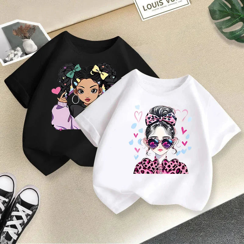 Girls Short-sleeved Children's T-shirt Summer New Style Casual Children's Top Girls Summer Fashion Kids Clothes