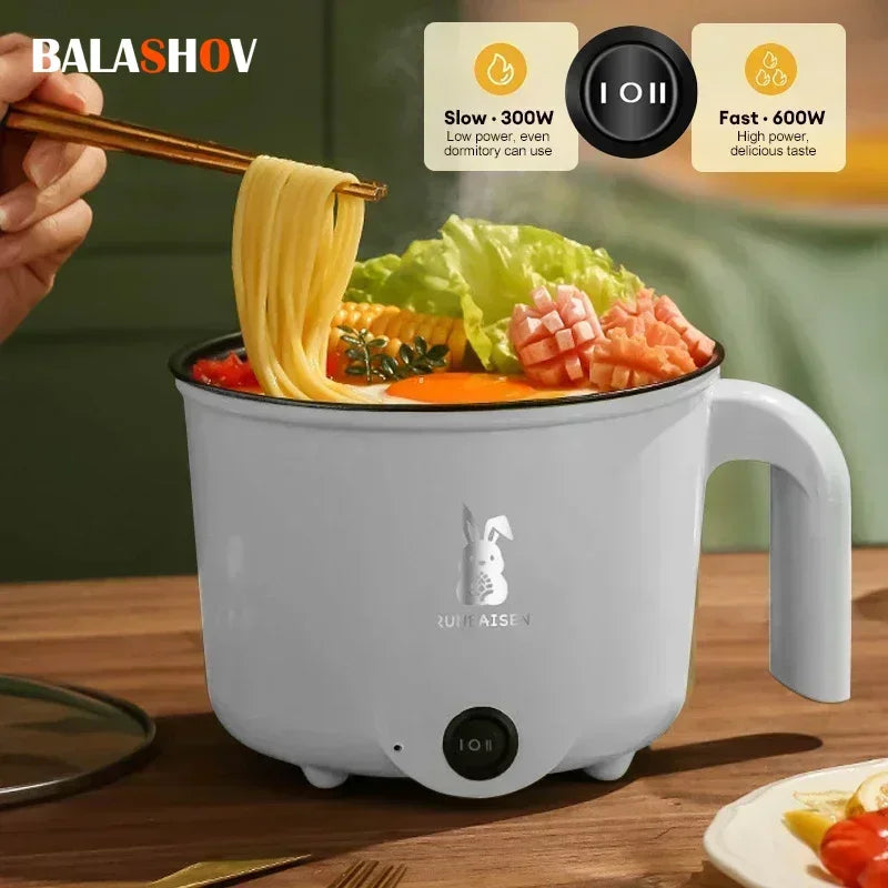 220V Mini Electric Cooker Multi-functional Cooking Pot Non-stick Frying Pan Ramen Dormitory Small Electric Hot Pot Cute Cartoon